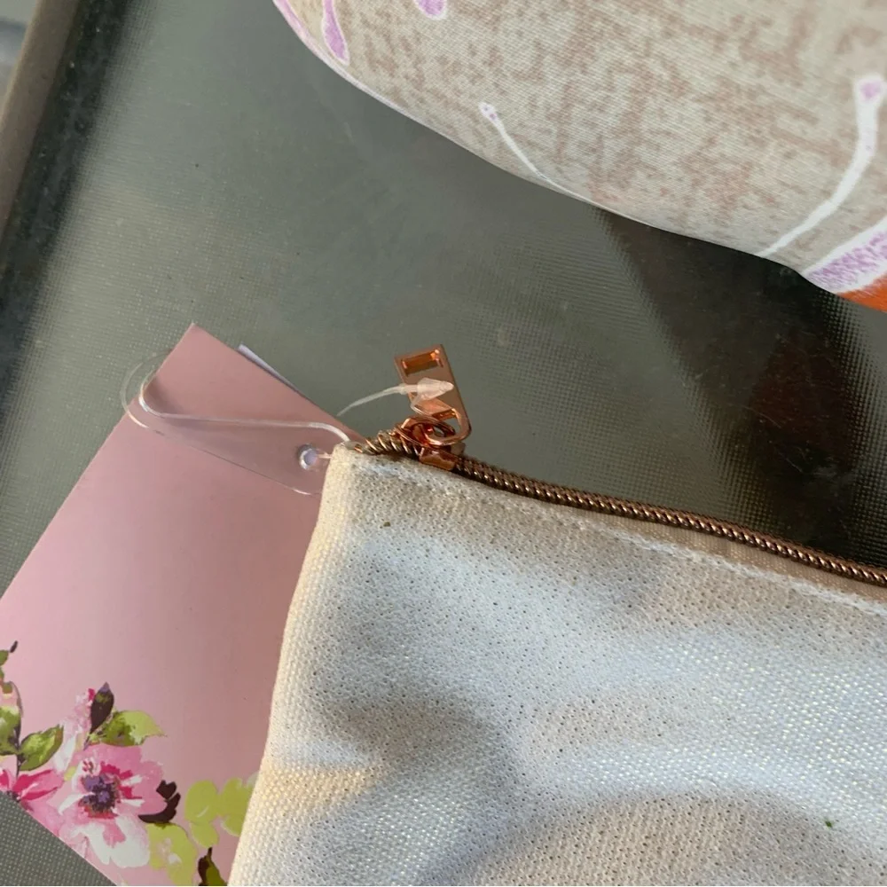 Mrs. Rose Gold Beaded Makeup Bag